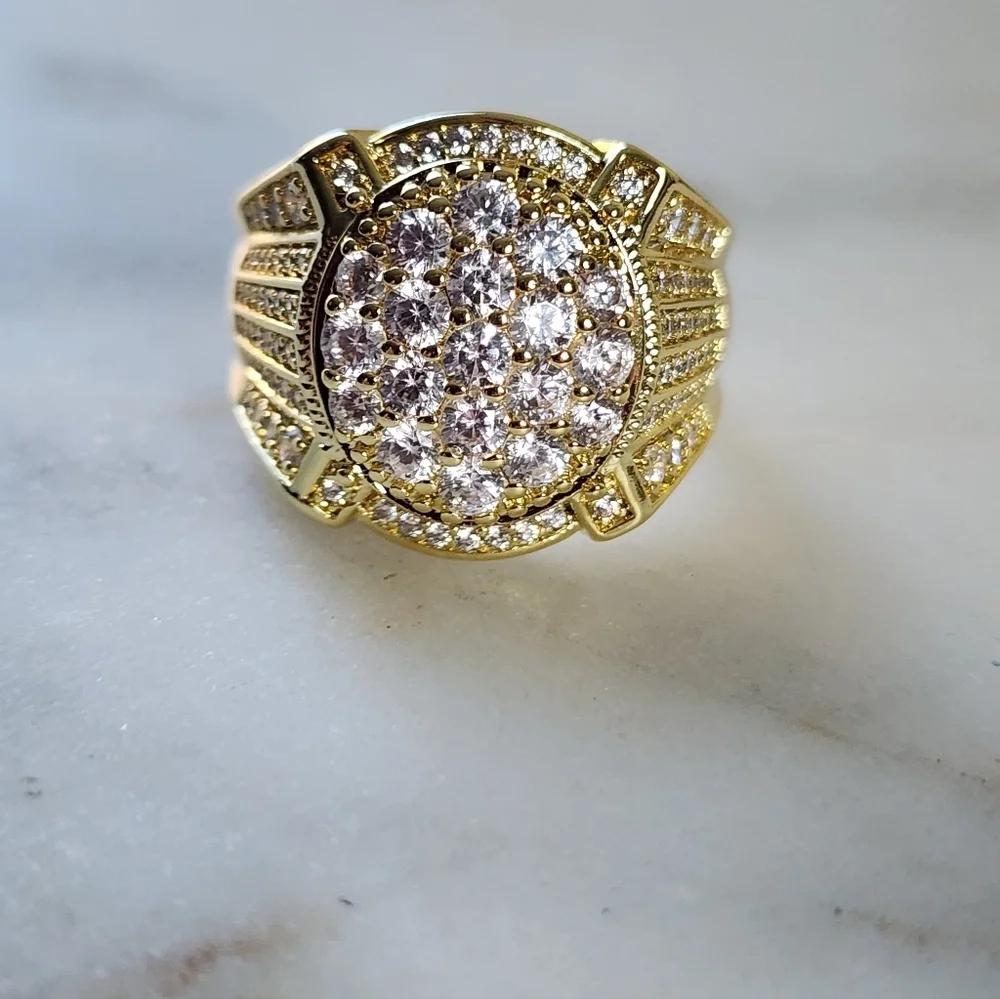 Elegant Gold Plated Mens Ring Size #11
